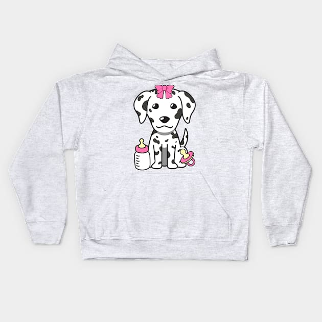 Cute dalmatian is a baby - girl Kids Hoodie by Pet Station